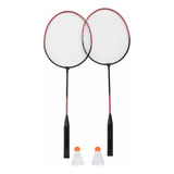 Kit 2 Raquetes Badminton + 2 Petecas - Ys37025 - Convoy Cor Azul-vermelho Tamanho Da Empunhadura 60x21