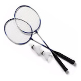Kit 2 Raquetes Badminton Petecas E Bolsa