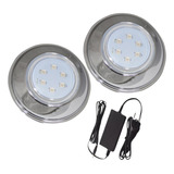 Kit 2 Refletor Hiper Led 9w Branco Inox 316 + Fonte 2a 12v