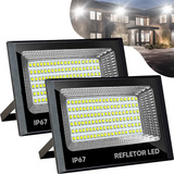 Kit 2 Refletor Led 200w Holofote Bivolt Prova D'água Ip67 6500k Cor Da Carcaça Preto Cor Da Luz Branco Frio 110v/220v Homego