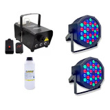 Kit 2 Refletor Par Led 36led Rgbw Maquina Fumaça 600w Fluido