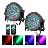 Kit 2 Refletor Par Led Canhão 36w Rgb Slim Luz Dj Dmx Bivolt