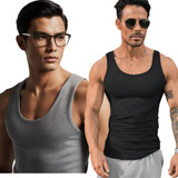 Kit 2 Regata Masculina Modelo Americano Canelada Ribana