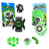 Kit 2 Relógios Ben 10 Ominitrix Lançador Disco Luz E Som