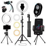 Kit 2 Right Light Led Profissional Controle Bluetooth Selfie Estrutura Preto Luz 3 Tons De Branco Bivolt