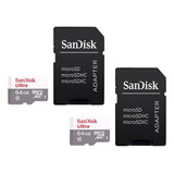 Kit 2 Sandisk Ultra Microsd 64gb Class10 Memory Card 100mb/s