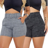Kit 2 Short Alfaiataria Feminino Preto Lindo Envio Imediato