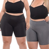 Kit 2 Short Legging Plus Size Academia Bermuda Suplex