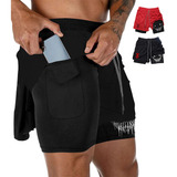 Kit 2 Shorts 2 Em 1 Academia Corrida Treino Masculina