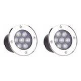 Kit 2 Spot Balizador 7w Branco Quente De Embutir Piso