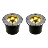 Kit 2 Spot Led Balizador Chão Piso 5w Embutir Branco Quente