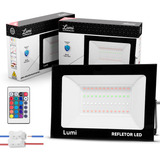 Kit 2 Super Led Refletor Holofote 200w Bivolt Ip67 Cor Da Luz Rgb Colorido