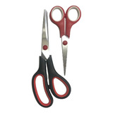 Kit 2 Tesouras Aço Inox Vermelho Resistente Anti Ferrugem
