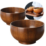 Kit 2 Tigelas Bowl Bambu Natural Multiuso Resistente Premiu