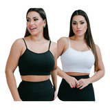 Kit-2 Top Alcinha Fina Academia Fitness C/ Bojo Suplex Power