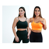 Kit-2 Top Alcinha Fina Academia Fitness C/ Bojo Suplex Power