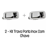 Kit 2 Trava Porta Inox Com Chave
