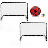 Kit 2 Trave De Gol De Futebol Infantil Ferro 66x45 Cm + Bola