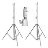 Kit 2 Tripés De Iluminação Aço Inox 2,60mt S/ Rodinhas 8kg