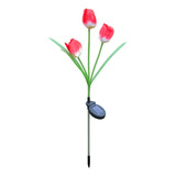 Kit 2 Unid. Flor De Led Solar Tulipa Com 4 Flores