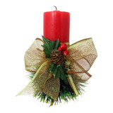 Kit 2 Velas Natalina Vermelha Decorativa Para Natal Com Laço