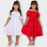 Kit 2 Vestidos Ciganinha Gêmeas Moda Infantil Menina Luxuoso
