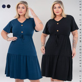 Kit 2 Vestidos Midi Evangélico Plus Size Com Manga Soltinho