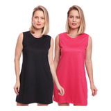 Kit 2 Vestidos Regatão T-shirt Feminina Regata Liso Casual