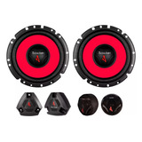 Kit 2 Vias Bomber Alto Falante 6 Polegadas Tweeter 60w Cor Preto/vermelho