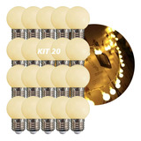 Kit 20 Lâmpada Bolinha Mini Bulbo Led 1w E27 Luz E Decoração