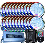 Kit 20 Luminária Piscina Led 15w Rgb Inox + Comando + Fonte