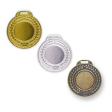 Kit 20 Medalhas De Aço 35mm Lisa - Ouro Prata Bronze