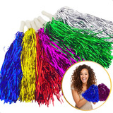 Kit 20 Pom Pom Metalizado Festas Lider De Torcida Colorido