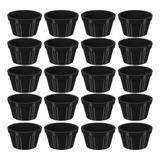 Kit 20 Ramequim Plástico Preto Canelado 60ml Molheira Pequen