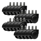Kit 20 Rodízios Rodinha 50mm Cadeira Escritório Giratória Rodas Preto