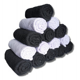 Kit 20 Toalhas De Rosto Atacado Salão Barbearia Preta/branca Cor 10 Branco 10 Preto