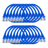 Kit 20 Unidades Cabo Patch Cord Cat6 - 50cm Azul Com Capa
