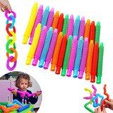 Kit 24 Poptube Fidget Tube Toys Folding Pop It Tubo Colorido