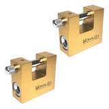 Kit 2x Cadeado Alta Segurança 50mm Anti Furto Cor Dourado