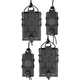 Kit 2x Porta Carregador Fuzil 556 E 2x Porta Carregador Pistola Universal Modular Para Colete Tático Padrão Molle Com Revestimento Interno Em Eva E Retenção Ajustável Contra-ataque