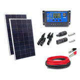 Kit 2xpainel Placa Energia Solar 100w Contro30a Caboe Mc4