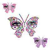 Kit 3 Adesivo Strass Carnaval Borboleta Glitter Pedra Rosto