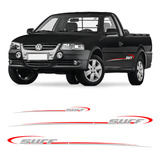 Kit 3 Adesivos Faixa Vw Saveiro Parati Surf Prata E Vermelho