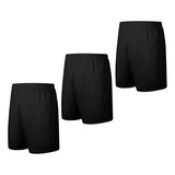 Kit 3 Bermuda Short Preto Futebol Infantil Juvenil Criança