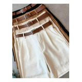 Kit 3 Bermudas Femininas Social Alfaiataria Cinto Elegante