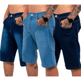 Kit 3 Bermudas Jeans Masculina Lycra Atacado Black Friday