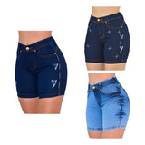 Kit 3 Bermudas Meia Coxa Com Lycra 