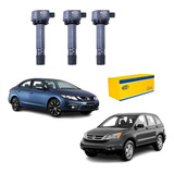 Kit 3 Bobinas De Ignição Honda Civic / Crv / Accord 1.8