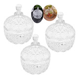 Kit 3 Bomboniere Vidro Atacado Lembrancinha Baleiro Top Cor Branco