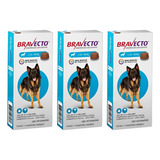 Kit 3 Bravecto Antipulgas Carrapato Para Cães 20 A 40 Kg Cor Azul-celeste